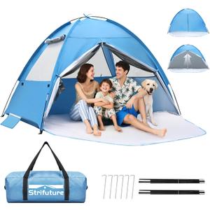 Beach Tent Sun Shelter for 4/5 Person - UPF 50+ UV Protection Portable Beach Shade Sun Canopy, Waterproof & Lightweight, Easy Setup Beach Tent for Family Beach Trips, Picnics, Camping