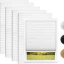 Changshade 6 Pack Temporary Shades, Pleated Paper Blinds for Indoor Windows Cut to Size Adhesive Paper Shades No Tools No Drilling for Office, Bedroom, Living Room,48" W x 72" H,White, 48"w X 72"h- 6pc