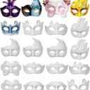 15 PCS DIY White Masquerade Masks DIY Paper Blank Half Face Mask Craft Art Plain Paintable Mardi Gras Masks Halloween Party Mask