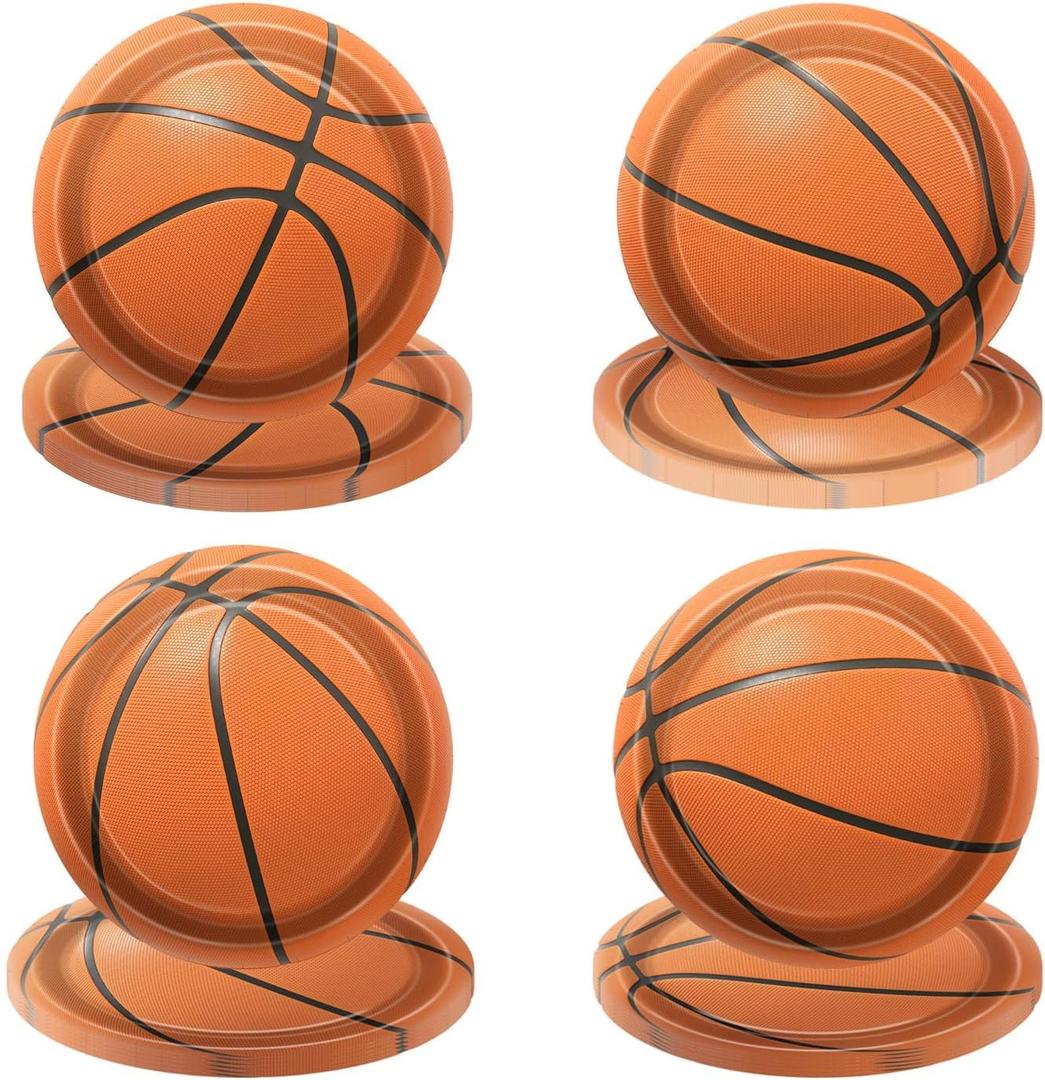 Birthday Basketball Paper Plate Set 40 Pcs