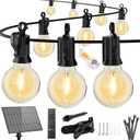 Brightown 108FT Solar String Lights Outdoor with Remote and 52 LED Shatterproof Bulbs, Dimmable & Timable, 3 Light Modes, Solar Patio String Lights Outdoor for Cafe, Garden, Deck, Outside Wedding
