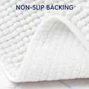 SUBRTEX Bathroom Rugs Chenille Bath Rug Soft Short Plush Bath Mat Soft Shower Mat Water Absorbent Shower Mat Quick Dry Machine Washable(White,18" x 24")