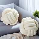 2 Pcs Knot Pillow Ball, Ivory Knotted Pillow Plush Ball Pillows, 8.7" Decorative Throw Pillows for Sofa Couch Aesthetic Home Decor