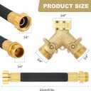 3/4 Inch Brass 2-Way Garden Hose Splitter Y-Shaped Hose Connector with 2 Anti-Kink Spiral Protectors, Heavy-Duty Metal Outdoor Faucet Splitter, Brass Handle Design, Garden Hose Adapter