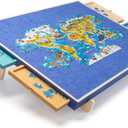 Puzzle Board, 3.8lbs Lightweight Felt Jigsaw Playing Board withTilt Stand, 31 x 22.5 inches Portable Puzzle Game Board with Drawers & Cover - Blue