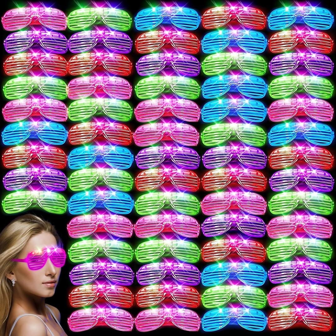 120 PCS Glow In The Dark Party Supplies, Light Up Glasses, Led Glasses, Glow In The Dark Glasses, Glow Party Supplies, Neon Party Glasses for Glow Party, Wedding, Birthday, New Year, Rave, Carnival