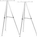 Excello Global Products Aluminum Flip-Chart Presentation Easel Stand: 2-Pack with Telescoping Legs, 70 Inches (Silver)