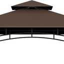 Grill Gazebo Replacement Top, 5 * 8 Outdoor BBQ Top Cover, Double Layer BBQ Gazebo Top Canopy for Model #L-GG001PST-F (Brown)