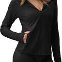 AVGO Women's UPF 50+ Sun Protection Zip Up Hoodie Workout Jacket Lightweight Outdoor Long Sleeve SPF Shirt with Pocket (Black, S)