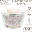 COOK WITH COLOR Electric Salad Spinner, Round 4.5L Capacity Fast Drying & Easy Spin for Fresh Greens, Cream