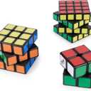 Rubiks Cube, Tiled Trio Bundle 2x2 Mini 3x3 Cube 4x4 Master, Problem-Solving Brain Teaser, Classic Color-Matching Puzzle, Fidget Toy, Sensory Puzzle, Stocking Stuffers for Ages 8 & Up