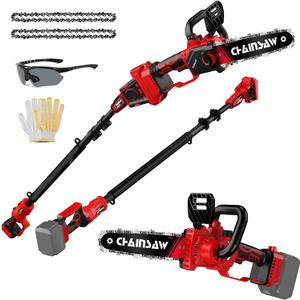 2-in-1 Cordless Pole Saw, 8 Inch Brushless Pole Chainsaws Compatibility with Milwaukee 18V Battery(No Battery), 8 lb Lightweight, Auto Oiling, 14.8 FT MAX Extension Pole Saws for Tree Trimming