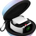 Storage Box Compatible Apple Watch Series 11/10/9/8/7/6/5/4/3/2/1/SE3/SE2/SE,Portable Travel Case fit iWatch 46mm 45mm 44mm 42mm 41mm 40mm 38mm AirPods Pro/3/2/1 Charging Dock,GrditBluePurple
