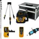 Self-Leveling 0.11"/100' Rotary Laser, 2000' Rotary Laser Level Kit, IP66 with Aluminum Tripod, Grade Rod for Grading