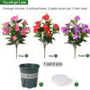 Artificial Flowers for Outdoors, 2 Set Fake Potted Flowers 12 Bundles UV Resistant Realistic Silk Faux Impatiens with Pot for Outside Balcony Garden Window Box