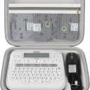 Case Compatible with Brother P-Touch PTD220 210 Home/Office Everyday Label Maker, Storage Holder Carrying Organizer for Label Tapes, AC Adapter, Charging Cables (Box Only) - White