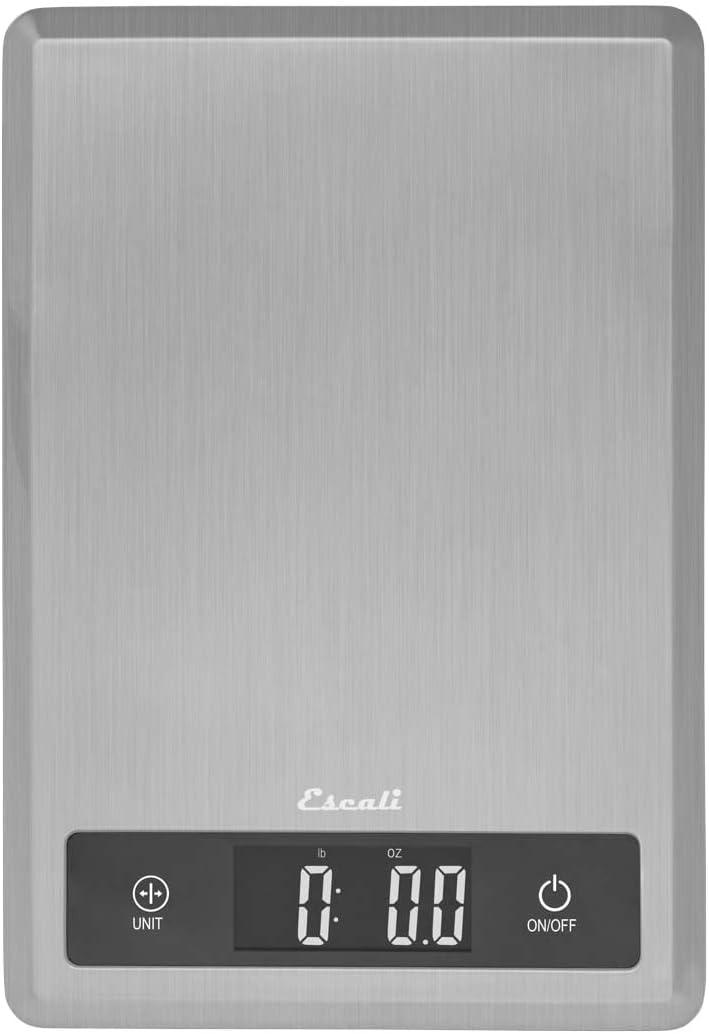Escali T115S Ultra Thin Kitchen, Office, Herb Scale, Tare Functionality, LCD Digital Display, 11lb Capacity, Silver