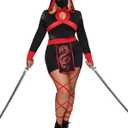 Spooktacular Creations 2 Pcs Ninja Costume Women, Halloween Ninja Costume Adult with Mask for Halloween Party Cosplay (Black, XXL)