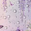 Purple Floral Butterfly Shower Curtain Rustic Weeping Wisteria Blossom Watercolor Lavender Flower Green Leaves Spring Garden Nature Scenery Bathroom Decor Polyester Curtains with Hooks,70Wx70L