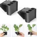 3 Holes Upgraded Aquatic Plant Cup Aquarium Plant Holder for Tank,Aquascape Accessories Decorations- Black 2 Pcs