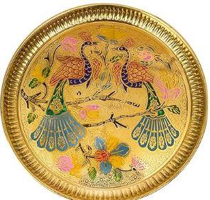 Swastik Christmas Plate Aluminium Gold Color