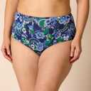 Amazon Essentials Women's High Waist Swim Bottom (Available in Plus Size) (Large, Deep Blue Paisley)