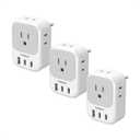 European Travel Plug Adapter 3 Pack, TESSAN Type C Charger Plug with 4 Outlets 3 USB (2 USB-C), US to Europe Plug Adapter for Italy, Spain, France, Portugal, Greece, Iceland, Travel Essentials