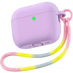 Matekxy for Airpods Pro 3 Case 2025 Cute - for Airpod Pro3 Generation Soft Silicone Cover with Lanyard & Keychain, Shockproof Scratch Resistant for Women,Perfect for Commuters and Travelers, Purple