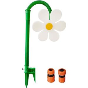 Water Sprinkler with Stake - 360 Rotating Flower Water Spray, for Garden, Lawn, Courtyard (White)