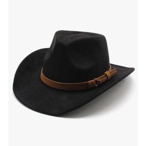 Unisex Western Suede Cowboy Cowgirl Hat Classic Wide Brim Fedora Hat for Men &Women