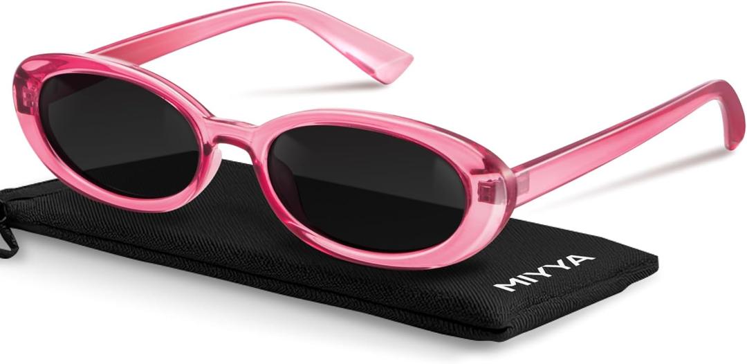 miyya Trendy Polarized Sunglasses Women, Oval Sunglasses for Women Men, Retro Sun Glasses for Women 2024, UV Protection (Rose/Black)