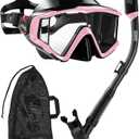 Aegend Snorkeling Gear for Adults, Dry Snorkel Set Panoramic View Enhanced Anti-Leak and Anti-Fog Technology, Adjustable Strap for Snorkeling Scuba Diving Swimming with Mesh Bag