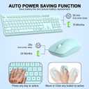 Wireless Keyboard and Mouse Combo, Full Size Silent Ergonomic Keyboard and Mouse, Long Battery Life, Optical Mouse, 2.4G Lag-Free Cordless Mice Keyboard for Computer, Mac, Laptop, PC, Windows(Green)