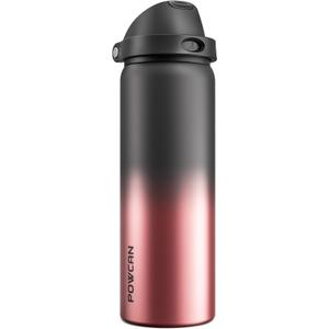 POWCAN 32 oz Stainless Steel Water Bottle: 2-in-1 Push-Button Spout & Quick-Flip Straw Lid, Leakproof, Keep Cold 24Hrs, BPA-Free, Insulated Water Bottle for Sports, School, Travel, Gym, Gift (Queen)