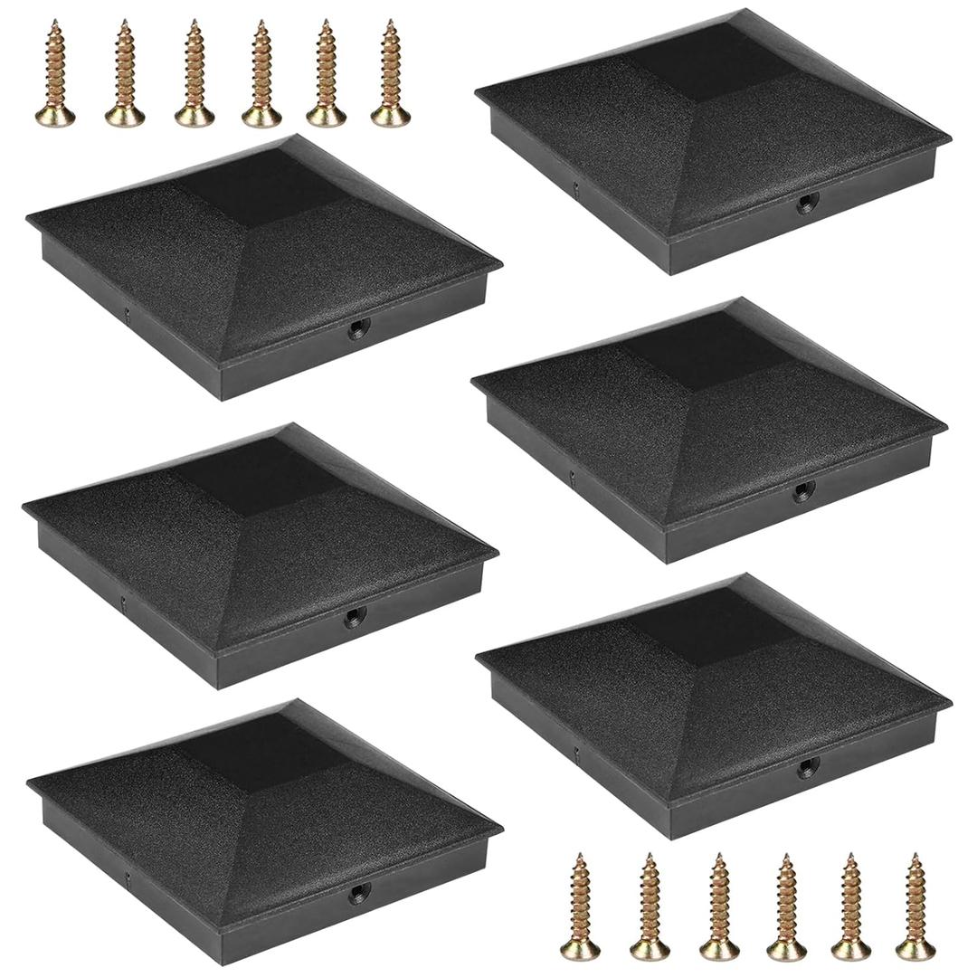4x4 (3.5inx3.5in) Fence Post Caps, Deck Post Plastic Caps with Screws, Keep Post from Cracking and Rotting, for Outdoor Post Caps Cover, Fence Wood Post, Decking, Corridors, Waterproof (6 Pack)