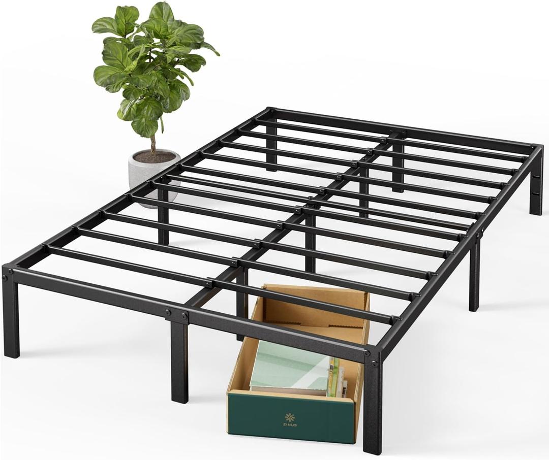 ZINUS 14 Inch Elias Metal Platform Bed Frame, Steel Support, No Box Spring Needed, Easy Assembly, Queen (Black)
