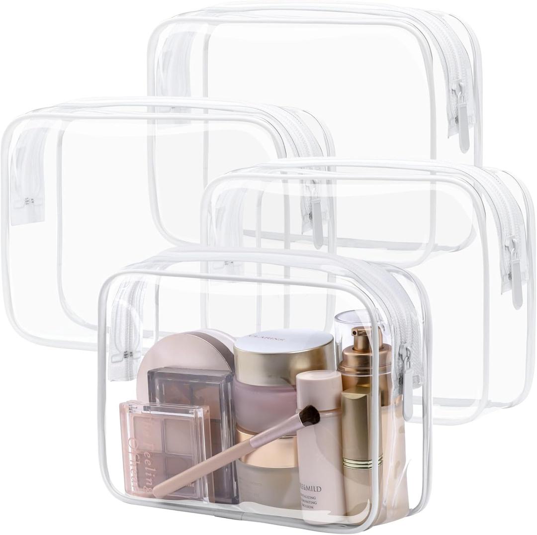 PACKISM TSA Approved Toiletry Bag 4 Medium - Quart Size Clear Makeup Bag for Carry On, Airport Security Compliant Clear Travel bag for Toiletries with Reinforced Seams, White