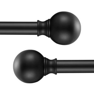 Industrial Iron Curtain Rods, 72-144" Matte Black 2 Pack, Ball Finials, Outdoor Farmhouse Style, Room Divider