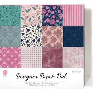 Vintage Spring 12x12 in Double Sided Paper Pad Pack Scrapbook Cardstock Decorative Paper - 24 Sheets - for Card Making Journaling Planner Origami Decopage Decorative Scrapbooking Supplies