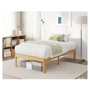 Viisari Bamboo Wood Twin Bed Frame No Box Spring Needed, 18 Inch Twin Platform Bed Frame with Steel Slats, Solid Foundation, Easy to Assembled, Noise-Free