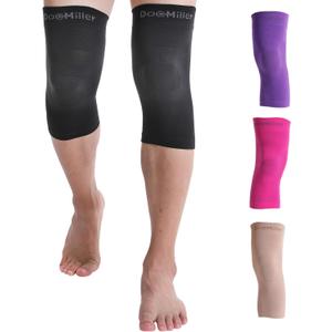 Doc Miller Knee Compression Sleeve Brace for Men & Women (Pair) Best Support for Workout Running ACL Arthritis Pain Relief (Large, Black)