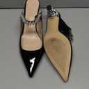 YDN Women Trendy Metallic Spiral Heels Slip On Sandals Rhinestone Strap Pumps Pointed Toe Mules Party Shoes (9, Black Pearls)