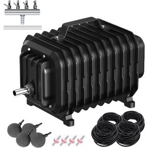 Pond Aerators for Outdoor Ponds, Air Pump for Pond up to 2500 Gallons, Complete Koi Fish Pond Aeration Kit, Oxygenation Bubbler Pump with Air Stones Airline Tubing Check Valves