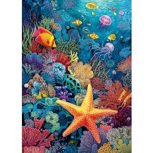 Coral Starfish Jigsaw Puzzles 1000 Pieces for Adults -Challenging Summer Tropical Ocean Coral Jellyfish Art, Premium Matte Finish, 27.56 x 19.68 Inches, Perfect for Game Nights