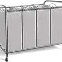 STORAGE MANIAC Laundry Sorter 4 Section, 47.8 Gal (181 L) Laundry Hamper with Wheels, Clothes Divider Basket Sorter, Clothes Separator Hamper Cart with Wheels and Removable Bags, Gray