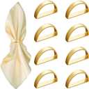 8 Pcs Matt Gold Napkin Rings - Metal Napkin Ring,Stainless Steel Napkin Rings for Table Settings Wedding Christmas Party Dinner Table(Semicircle)