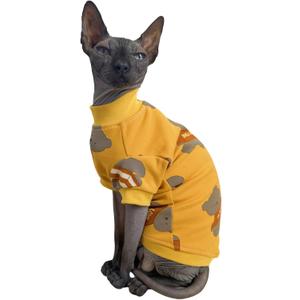 Limited Edition Sphynx Cat T-Shirts Elastic Hairless Cat Sweatshirt Pet Kitten Clothes Round Collar Kitten Shirts Vest Cats & Small Dogs Apparel (Bear, XL (10-12 lbs))