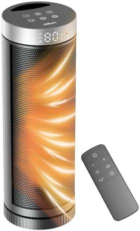 Ceramic Space Heater, Portable Indoor Heater with Remote Control, Three Heating Modes, Overheat and Tip-Over Protection, Suitable for Home, Bedroom, and Office Indoor Use