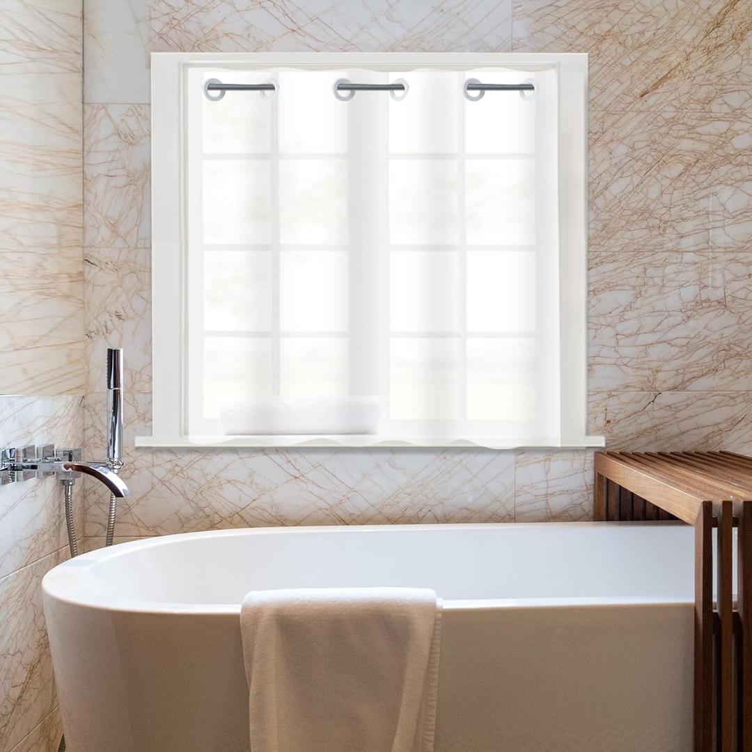 YISURE Plastic Frosted PEVA Bathroom Window Curtain, No Hook Needed Narrow Small Short Peva Privacy Shower Curtain for Shower Room, Width 48 x Length 48 Inch