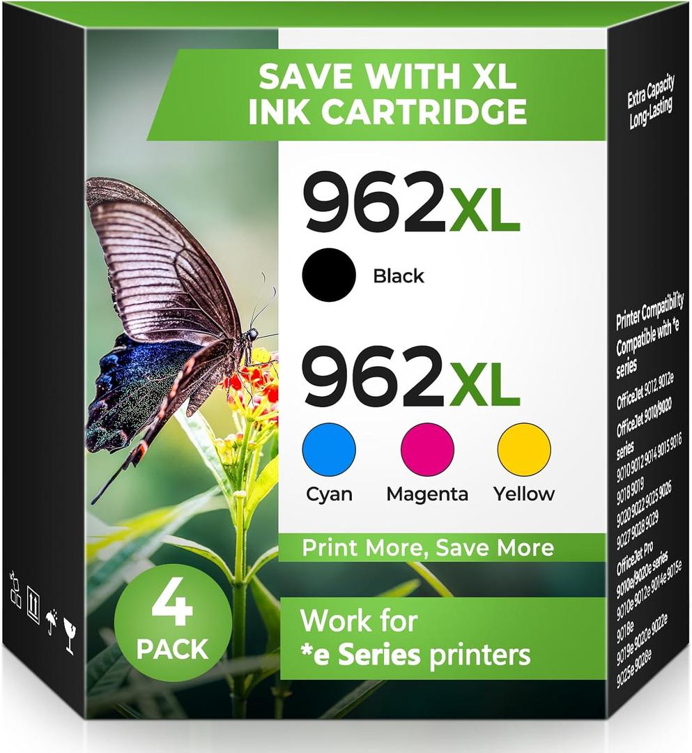 962XL Ink Cartridges Office Jet Pro 9010e 9020e 9015e 9018e 9025e Compatible for HP 962XL Ink Cartridges Combo Pack 962 Ink Replacement for Office Jet Pro 9015 9010 9020 9018 9025 9012e 9022e Printer